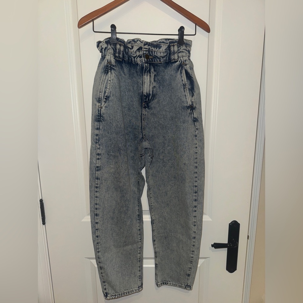 Zara Blue Denim Paperbag Jeans